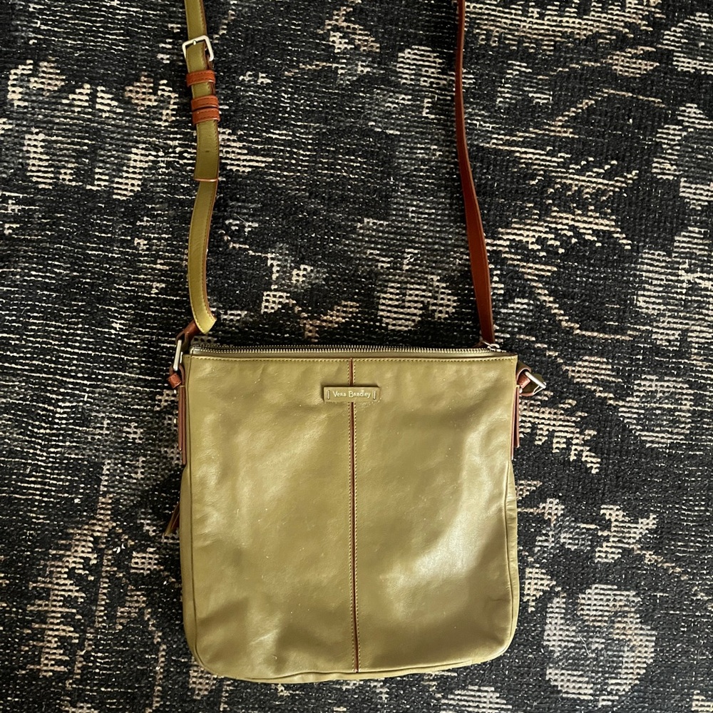 Vera Bradley Gallatin Crossbody in Green Leather